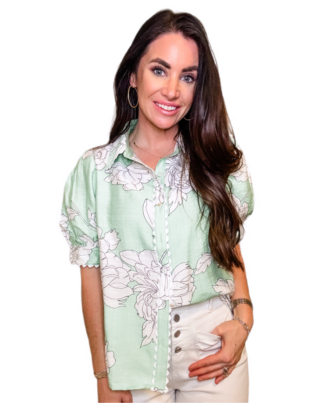 Mint Floral Top