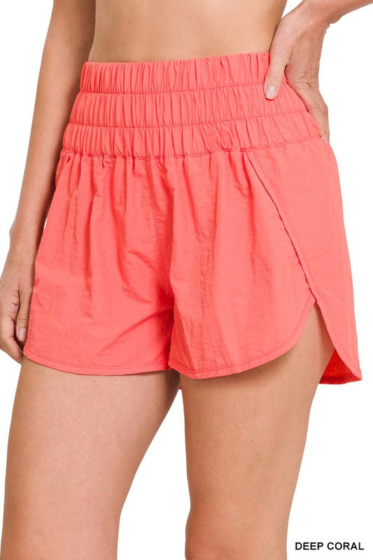 Windbreaker Smocked Waistband Running Shorts - Shipping only no local pick up