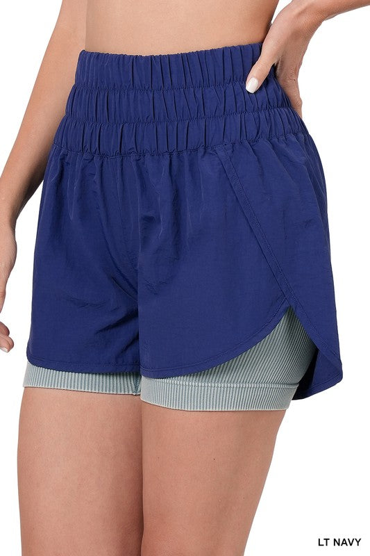 Windbreaker Smocked Waistband Running Shorts - Shipping only no local pick up