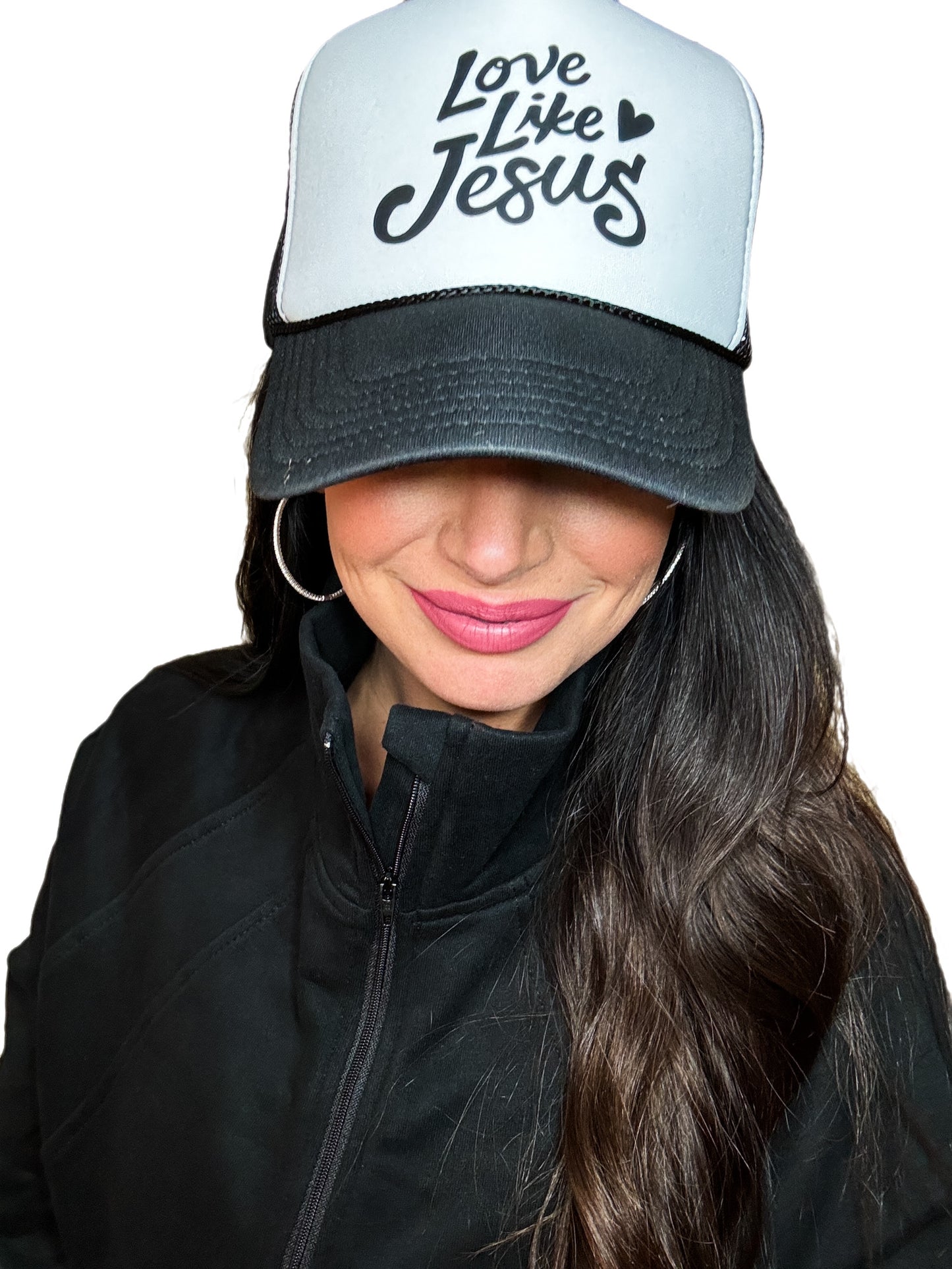 Love like Jesus Trucker Hat- Black