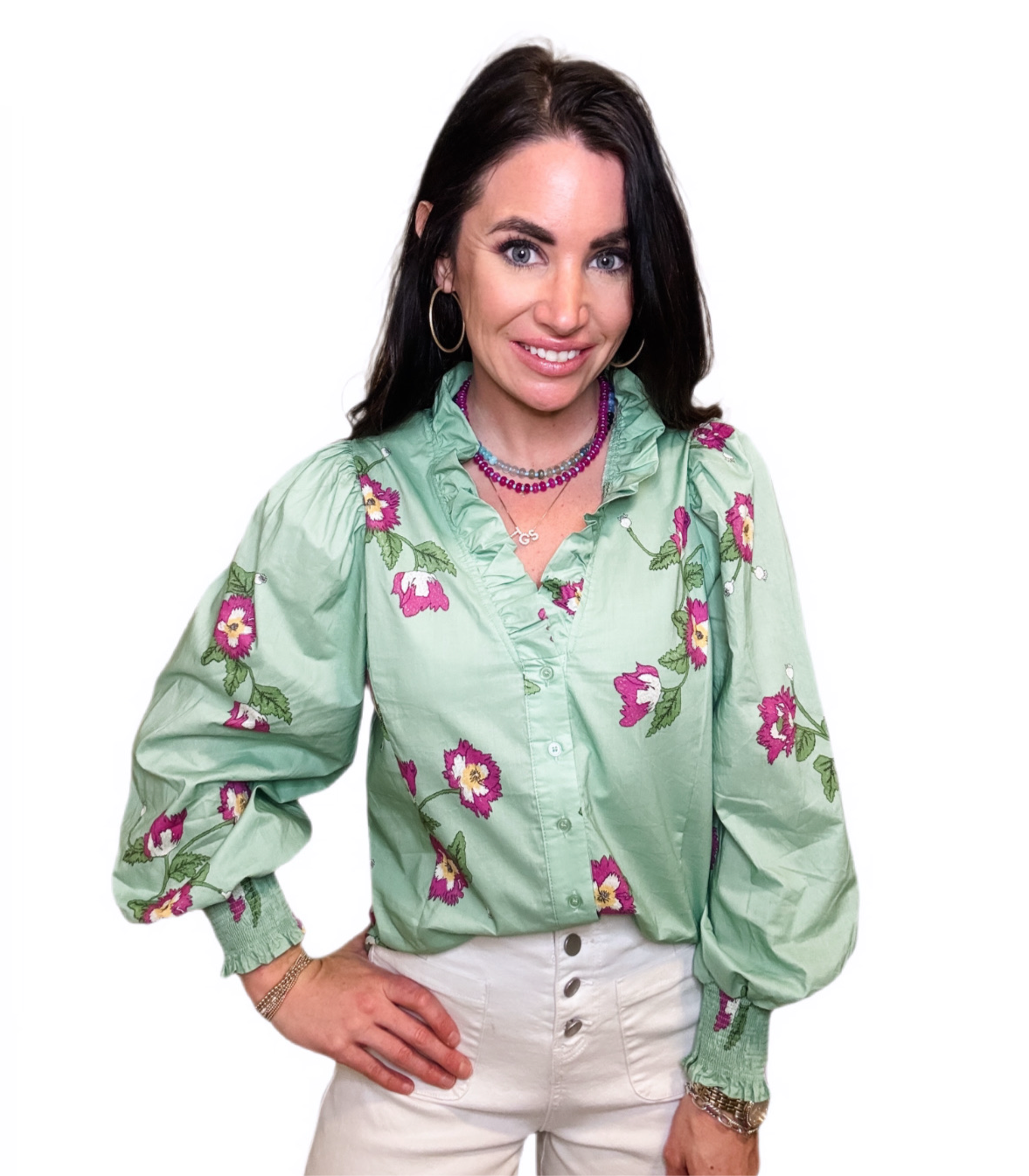 Spring Forward Mint Floral Top