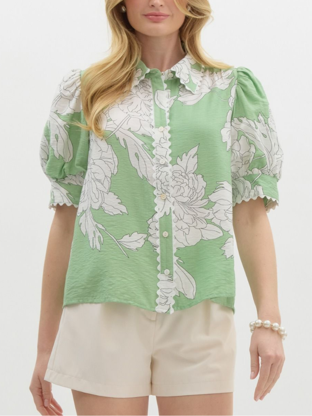 Mint Floral Top