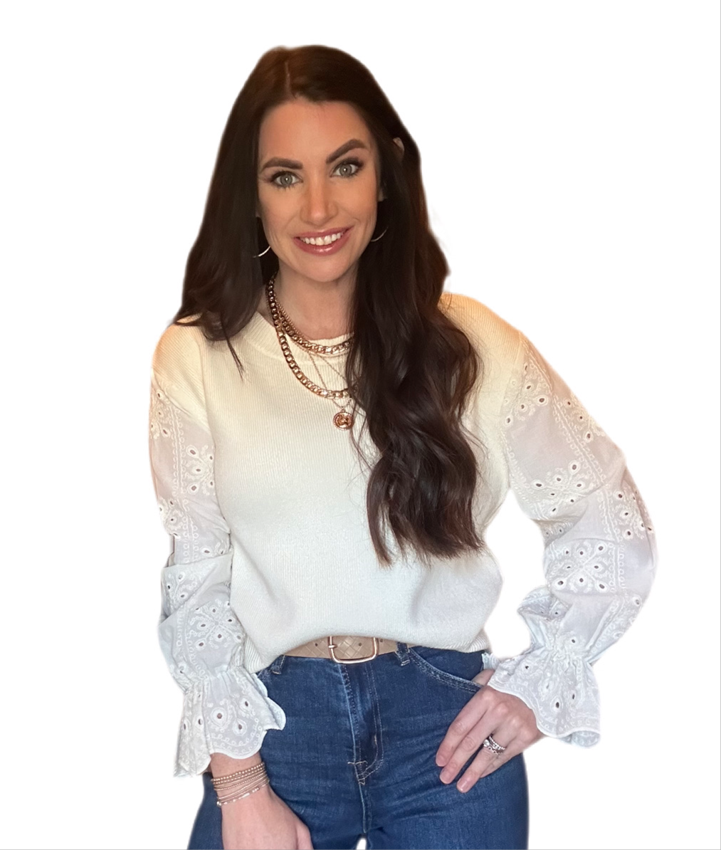 Cream Eyelet Sweater