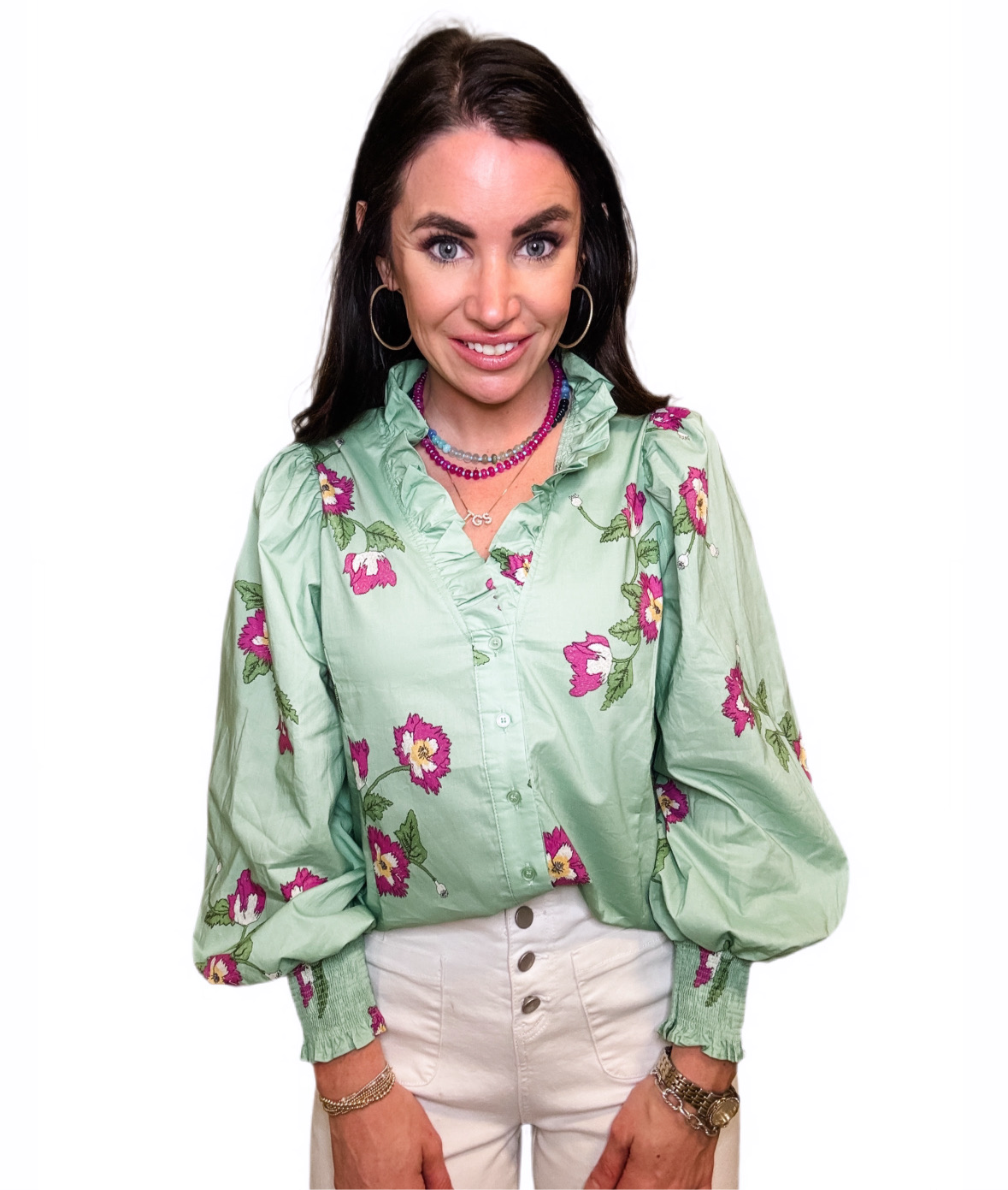 Spring Forward Mint Floral Top