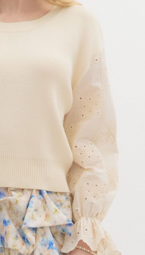 Cream Eyelet Sweater