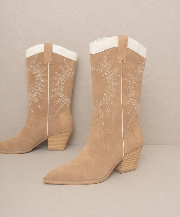 OASIS SOCIETY Halle - Paneled Cowboy Boots (Shipping only - No local pickup)