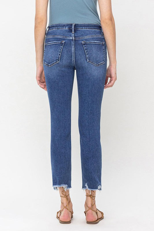 High Rise Crop Slim Straight Jeans - Shipping Only No Local Pick Up