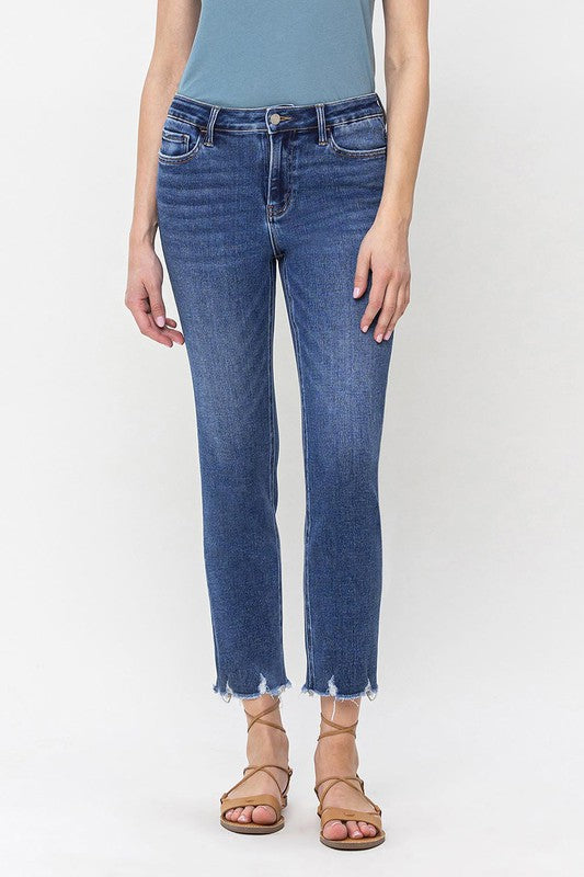 High Rise Crop Slim Straight Jeans - Shipping Only No Local Pick Up