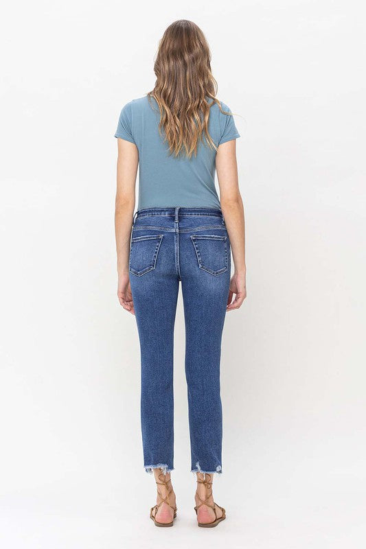 High Rise Crop Slim Straight Jeans - Shipping Only No Local Pick Up