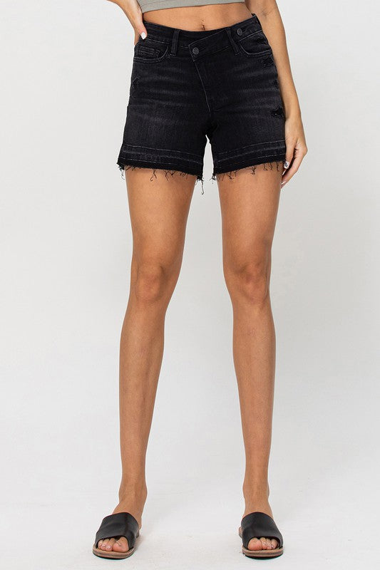 High Rise Criss Cross Stretch Shorts- Shipping only no local pick up