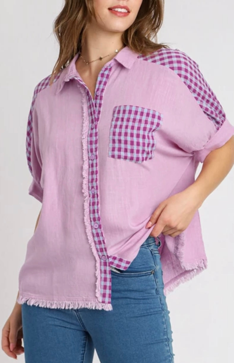 Purple Gingham Top