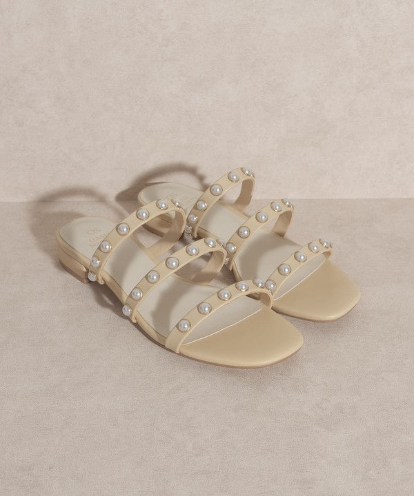 Valerie - Pearl Flat Sandals - Shipping only No local pick up